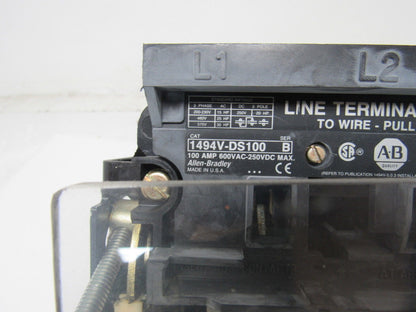 Allen Bradley 1494V-DS100 Ser B Disconnect Switch 100A 600V Non-Fused Left Hand