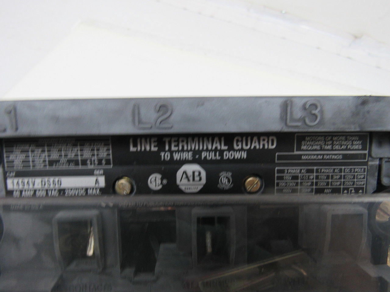 Allen Bradley 1494V-DS60 Ser A Disconnect Switch 60A 600V Non-Fused Right Hand