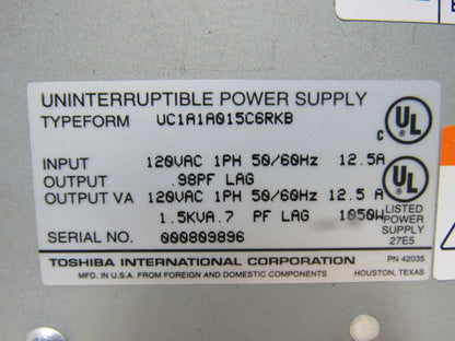 Toshiba UC1A1A015C6RKB 1400RE SERIES Uninterruptible Power Supply Back Up