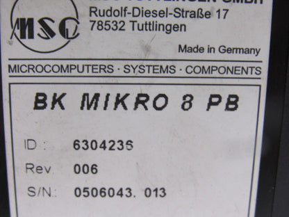 MSC Tuttliengen BK MIKRO 8 PB Tool Breakage Object Monitoring  PROFIBUS Interfac
