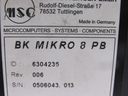 MSC Tuttliengen BK MIKRO 8 PB Tool Breakage Object Monitoring  PROFIBUS Interfac