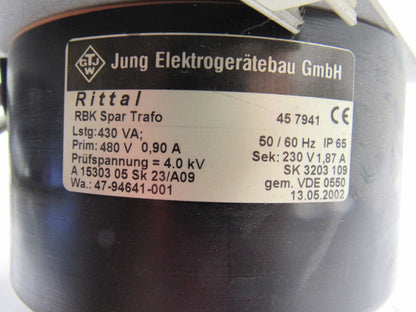 Rittal 45 7941 Transformer 480V Pri  230V Sec. 50/60Hz