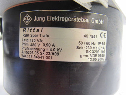 Rittal 45 7941 Transformer 480V Pri  230V Sec. 50/60Hz