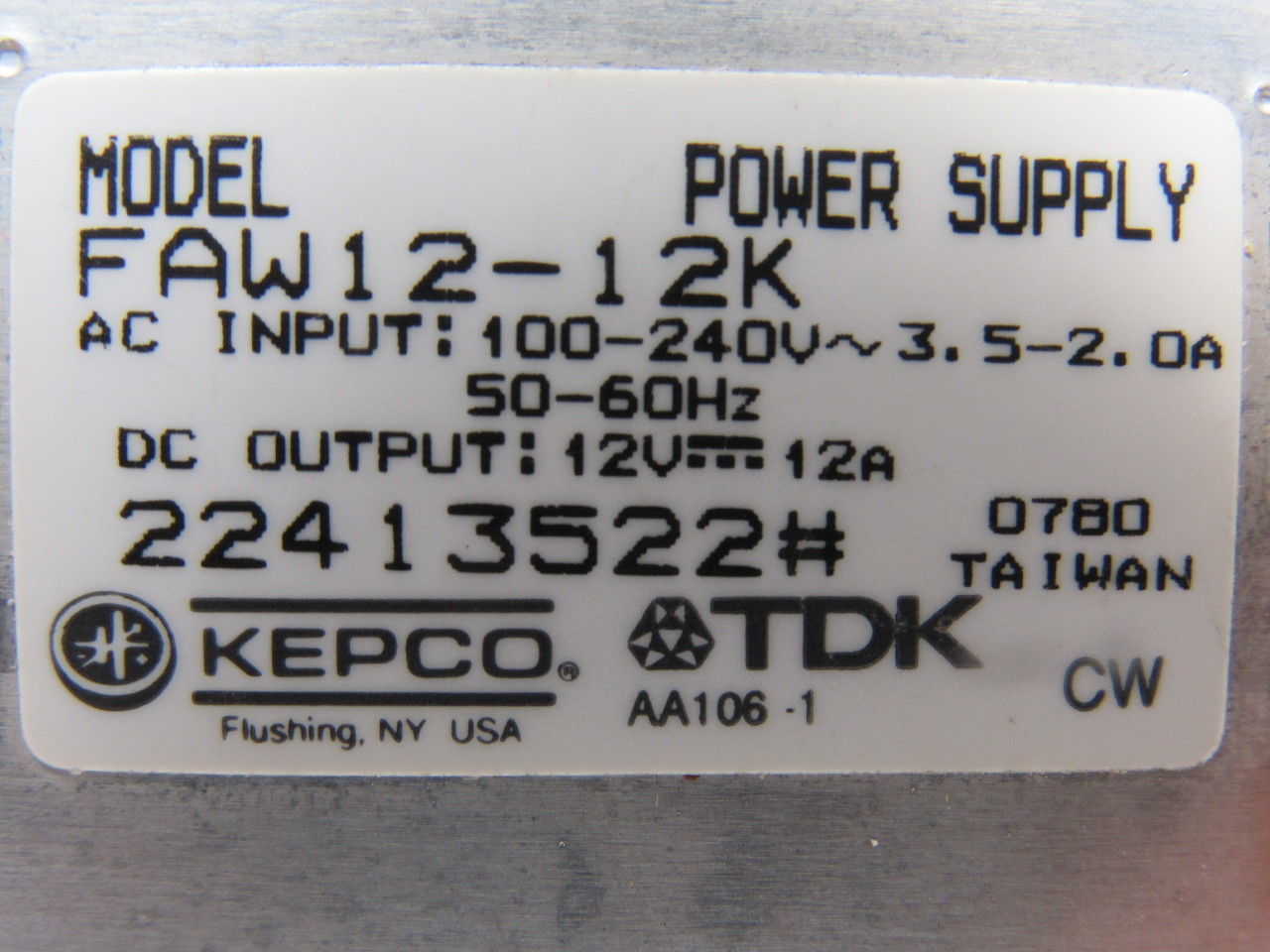Kepco FAW12-12K Power Supply 12VDC 12 Amps