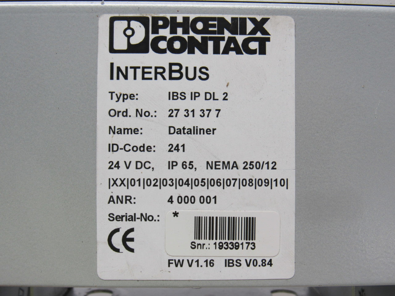 Phoenix Contact IBS IP DL 2 IBS IP DL 2 Interbus Dataliner Text Panel F/W V 1.16