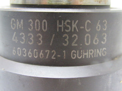 Guhring GM 300 HSK-C 63 4333 Whistle Notch Side Lock Tool Holder 32mm Clamping