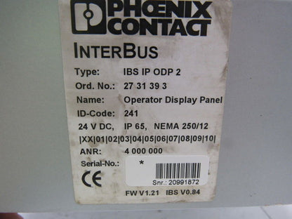 Phoenix InterBus IBS IP ODP 2731393 Operator Interface Display Panel