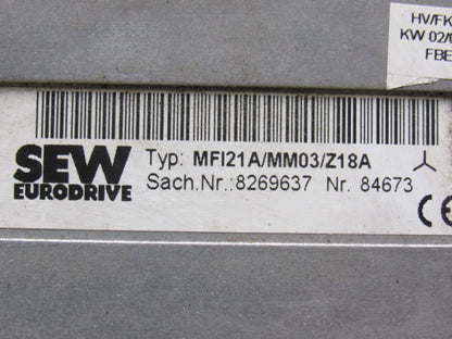 Sew Eurodrive MFI21A/MM03/Z18A Movimot 0.37KW Field Distributor WYE Connection