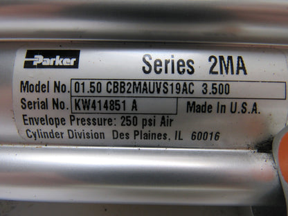 Parker CBB2MAUVS19AC Pneumatic Air Cylinder1.50" Bore 3.500" Stroke