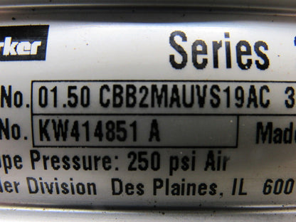 Parker CBB2MAUVS19AC Pneumatic Air Cylinder1.50" Bore 3.500" Stroke