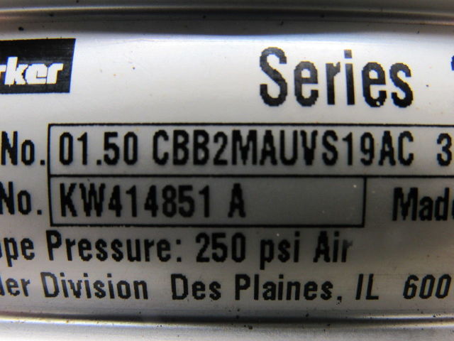 Parker CBB2MAUVS19AC Pneumatic Air Cylinder1.50" Bore 3.500" Stroke