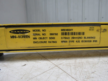 Banner MSE4824Y Mini Screen 30' Range 48" Light Curtain Signal Emitter 24VDC
