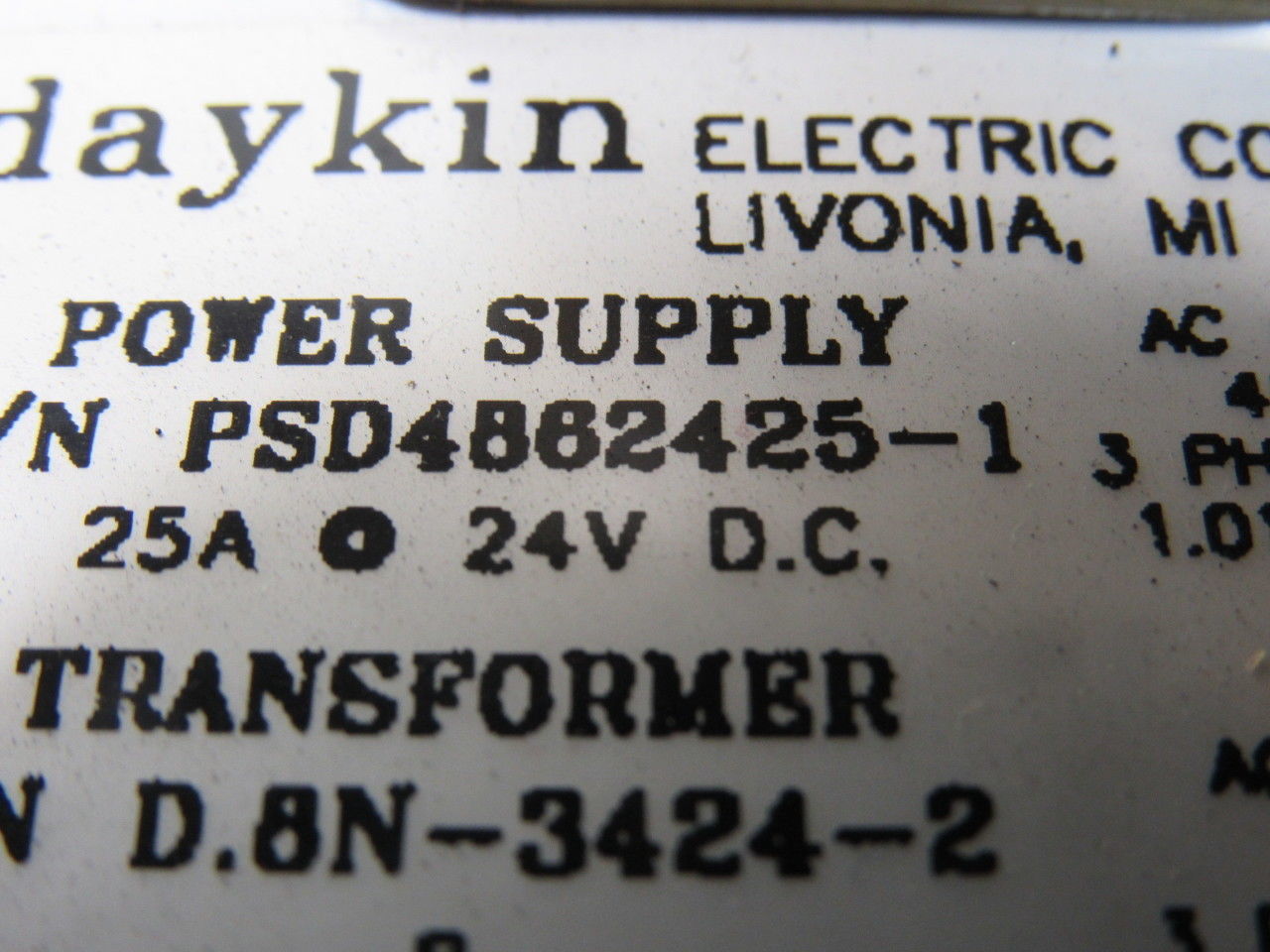 Daykin PSD4862425-1 Power Supply 25A 24VDC 460/480 Primary