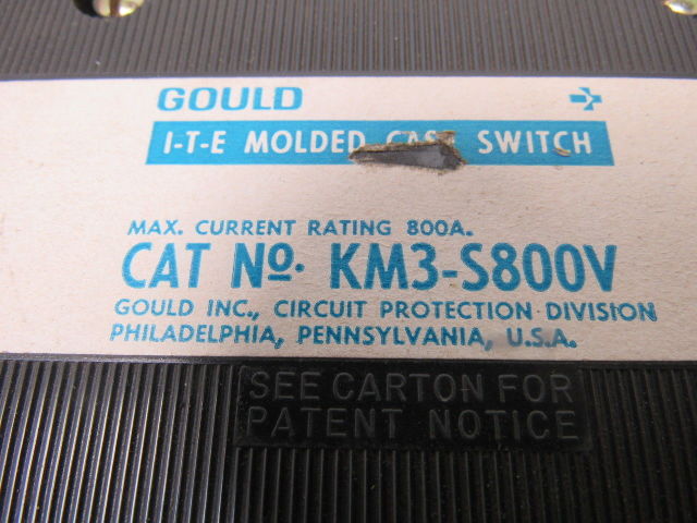 Gould KM3-S800V 800A MAX 3 Pole Molded Case Circuit Breaker