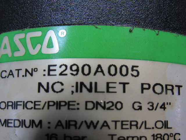 Asco E290A005 3/4" 2/2 Way Pressure Operated Valve Air/Water Pilot 4-10 Bar