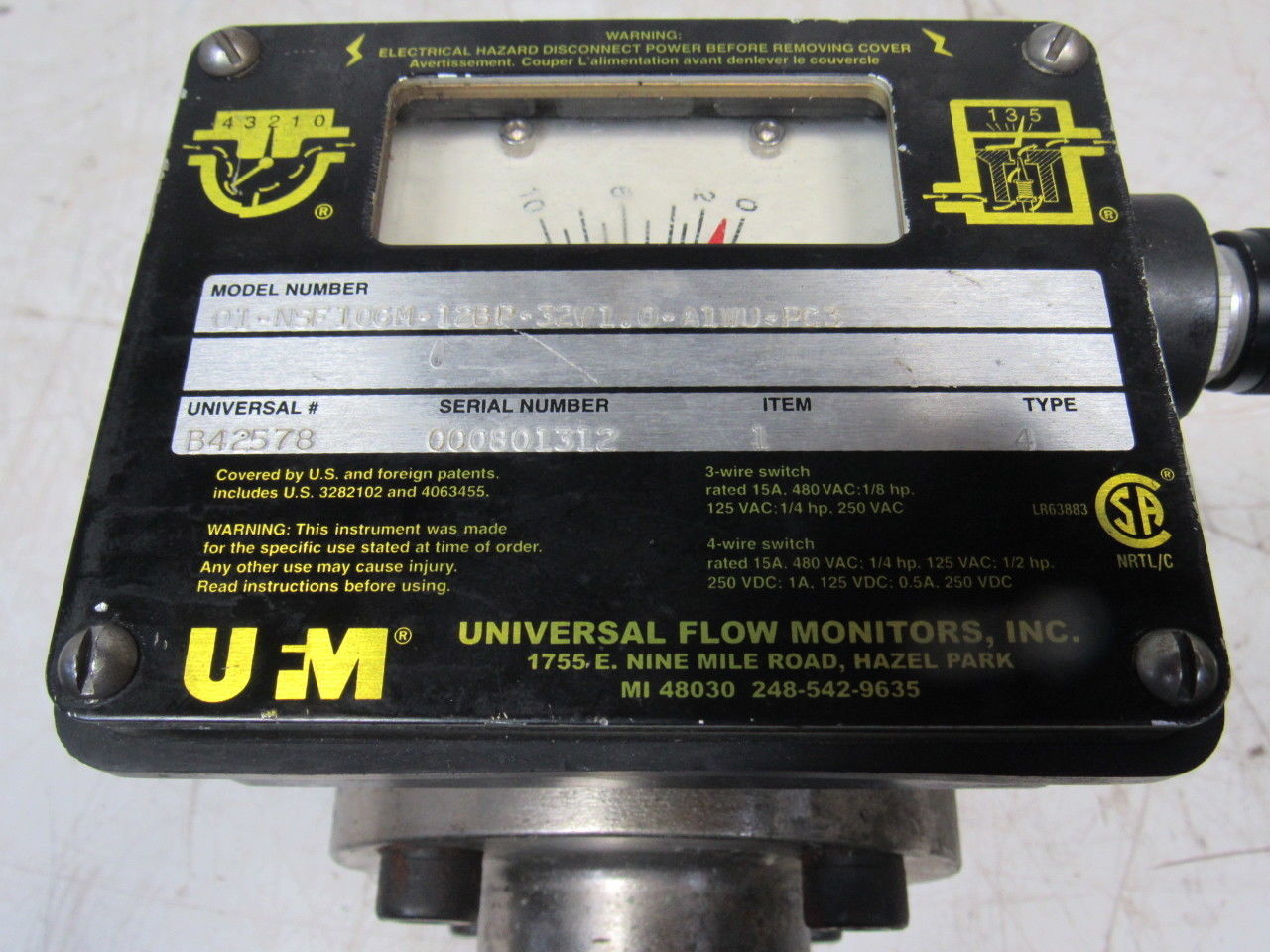 UFM 01-NSF10GM-12BP-32V1.0-A1WU-PC3 Type 4 0-10GPM Flow Meter
