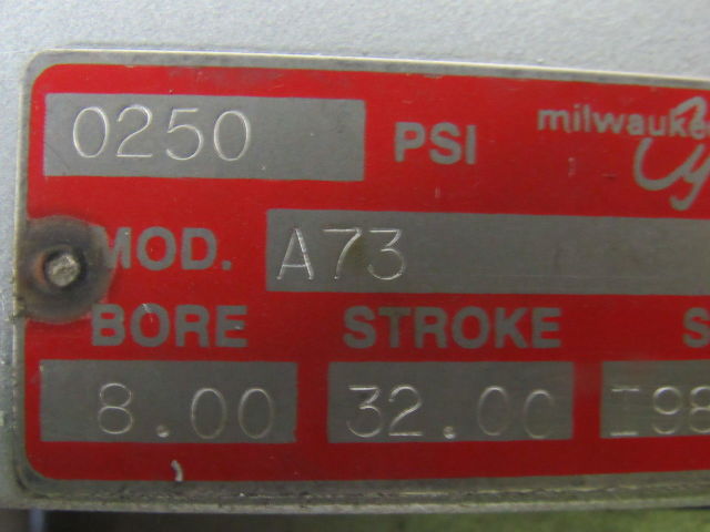 Milwaukee A73 8" Bore 32" Stroke 1.5" Rod Center Trunnion Mount Air Cylinder