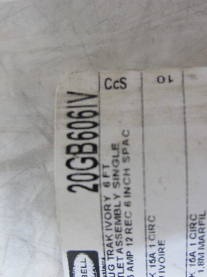 Hubbell 20GB606IV 6' 1-Circuit 15A 12 Outlets Metal Track Ivory Lot of 3
