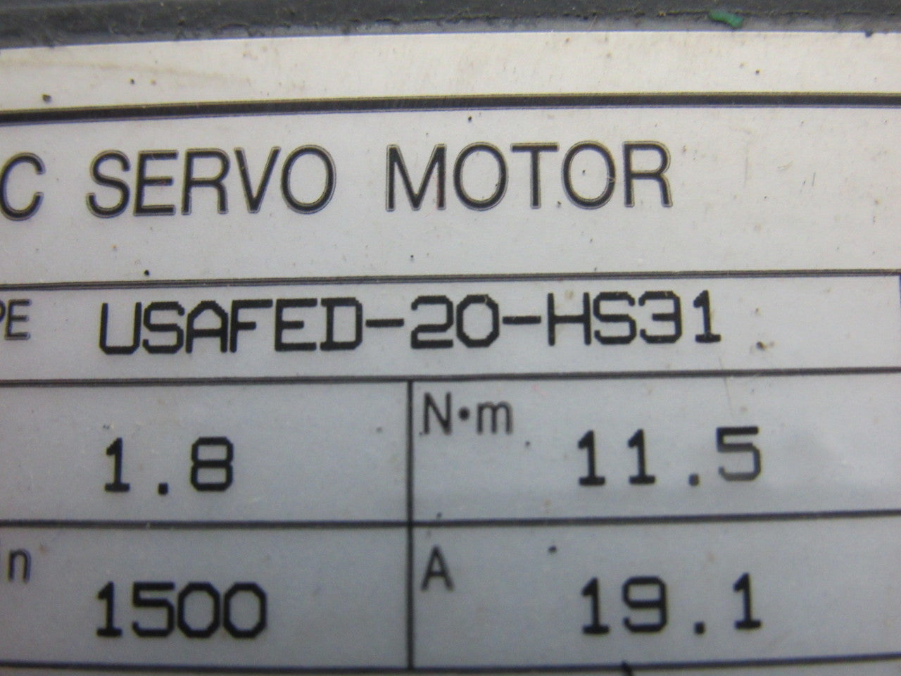 Yaskawa USAFED-20-HS31 1.8Kw AC Servo Motor CNC 1500 RPM 1-3/8" Shaft Encoder