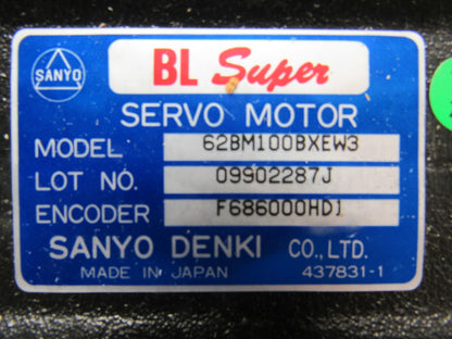 Sanyo Denki 62BM100BXEW3 Servo Motor For Hitachi Seiki CNC Lathe CA23 Z-Axis