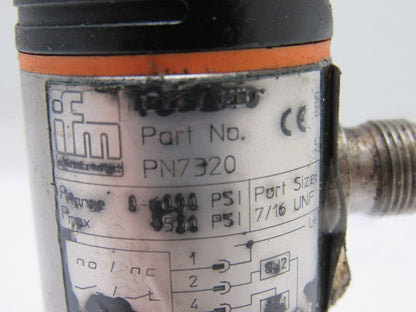 IFM Efector 7320 Programmable Pressure Switch 6000psi 18-30 vdc Port 7/16 UNF