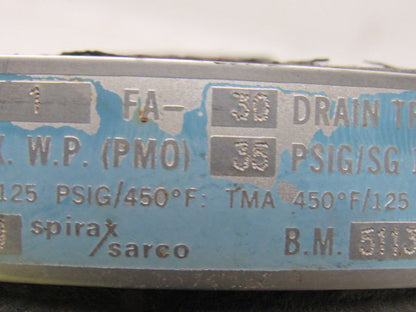 Spirax Sarco FA30 1" Cast Iron Liquid Drain Trap 125PSI/0-450°F