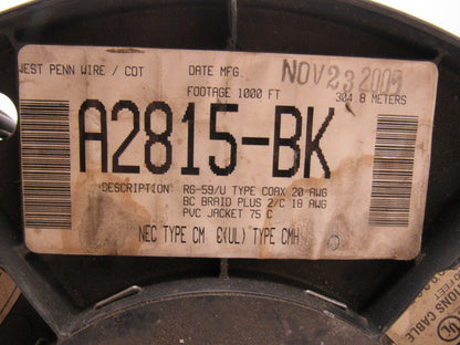 West Penn Wire RG-59/U Coax 20 AWG 2/C 18 AWG RF Signal Low Voltage Wire 400'