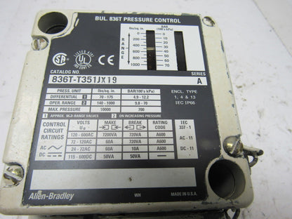 A-B Allen Bradley 836T-T351JX19 Ser A Pressure Control Switch