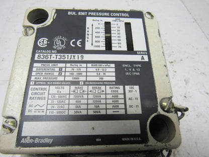 A-B Allen Bradley 836T-T351JX19 Ser A Pressure Control Switch