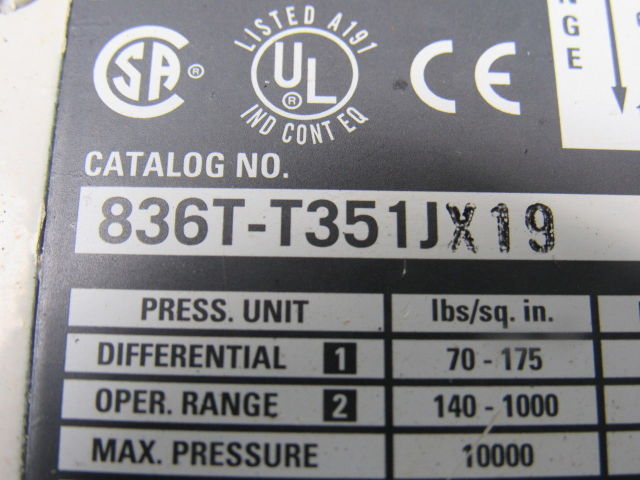 A-B Allen Bradley 836T-T351JX19 Ser A Pressure Control Switch