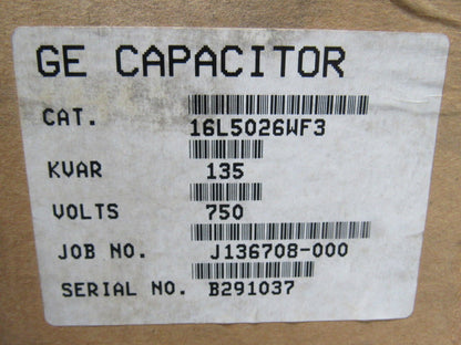 GE General Electric 16L5026WF3 Single Phase Capacitor 135 KVAR 750V