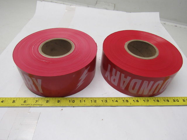 Barricade Tape "Electrical Boundary" 3"x 1000' White on Red Lot of 2