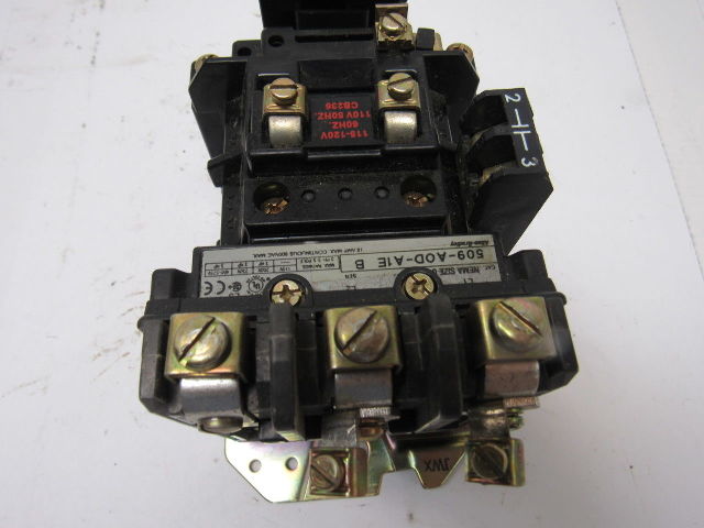 A-B Allen Bradley 509-AOD-A1E Ser B Size 0 Motor Starter Contactor 120V Coil