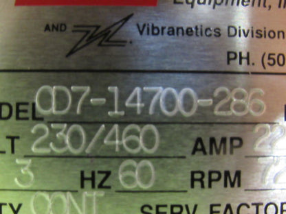 Carrier CD7-14700-286 7.5 HP Vibratory Shaker Motor  230/460V 720 RPM