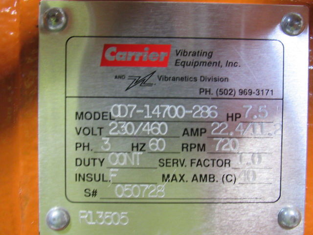 Carrier CD7-14700-286 7.5 HP Vibratory Shaker Motor  230/460V 720 RPM