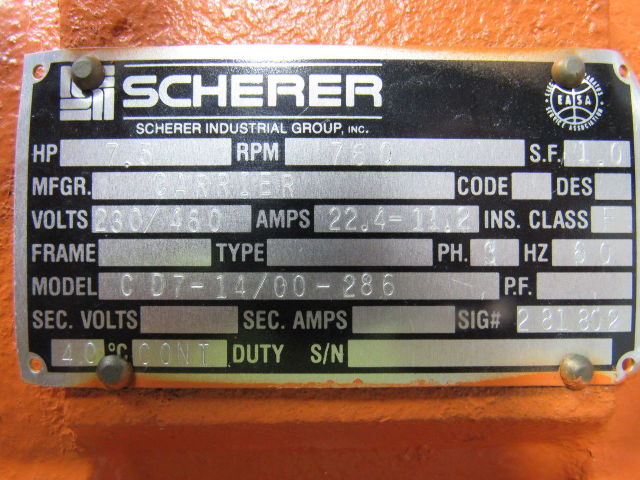 Carrier CD7-14/00-286 7.5 HP Vibratory Shaker Motor  230/460V 720 RPM