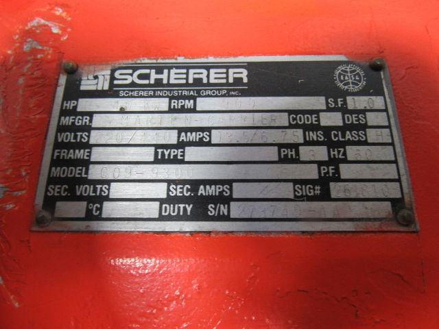 Scherer C09-9300 4.0KW Vibratory Shaker Motor  220/440V 900 RPM