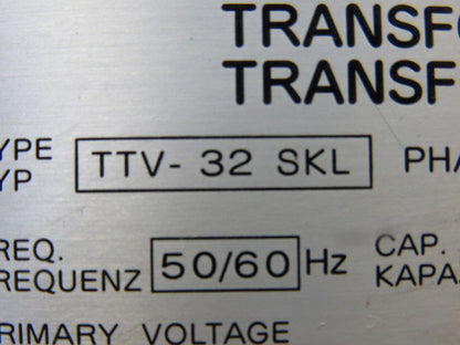 Fuji Electric TTV-32 SKL 380-480V Pri 220-200V Sec 32KVA 3Ph 50/60Hz Transformer