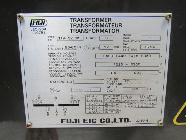Fuji Electric TTV-32 SKL 380-480V Pri 220-200V Sec 32KVA 3Ph 50/60Hz Transformer