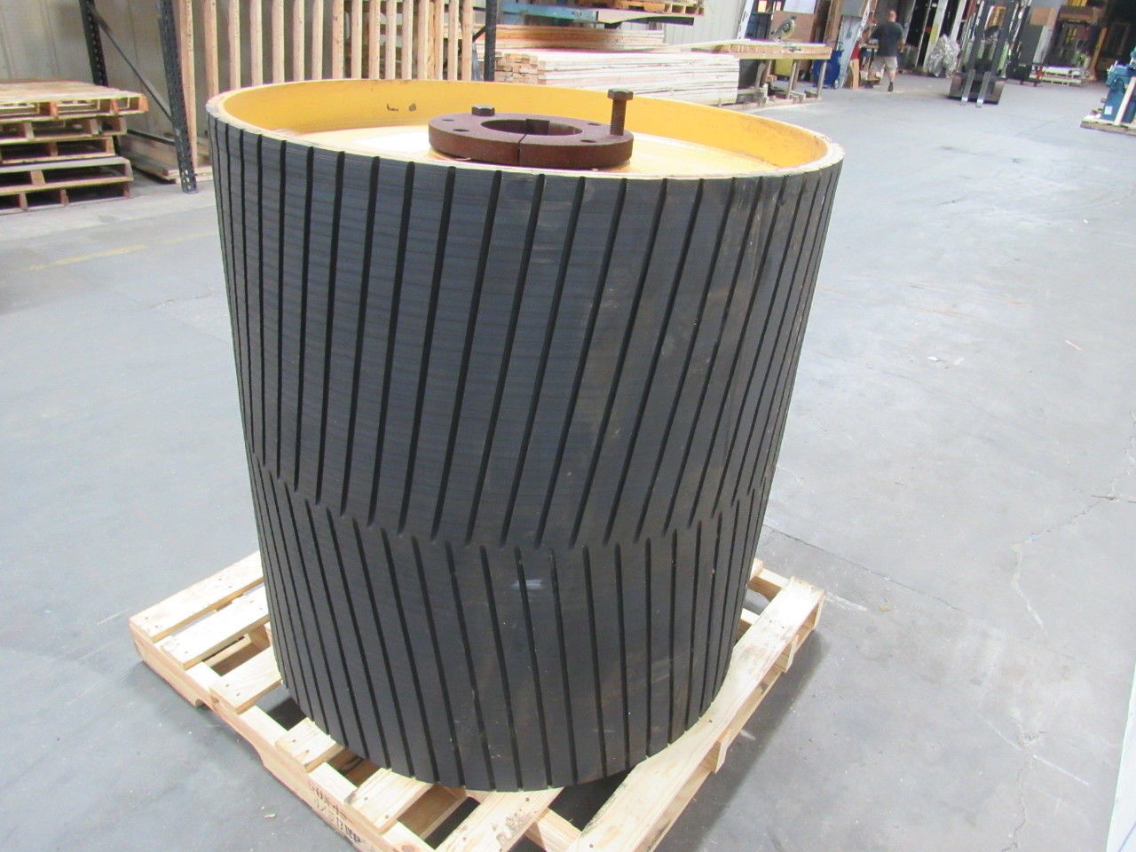 PPI 42"W x 41"D Conveyor Drum Drive Pulley W/Herring Bone Lagging 7 Bore