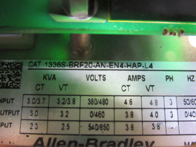 Allen Bradley 1336S-BRF20-AN-EN4-HAP-L4 Ser E AC/DC Adjustable Frequency Drive