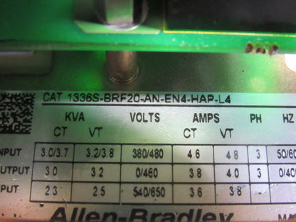 Allen Bradley 1336S-BRF20-AN-EN4-HAP-L4 Ser E AC/DC Adjustable Frequency Drive