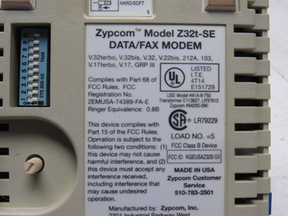 Zypcom Z32t-SE Data/Fax Modem Used