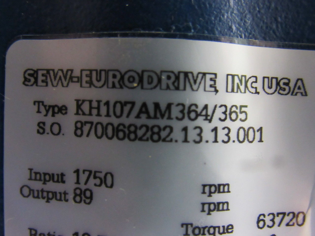 Sew Eurodrive 	 KH107AM364/365 19.74:1 89 RPM Output 95mm Shaft RH Gear Reducer