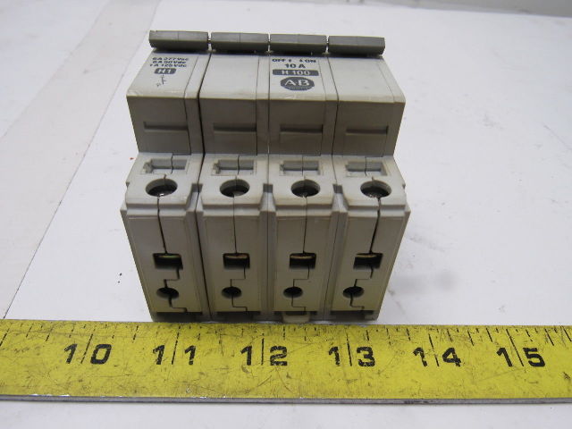 A-B Allen Bradley 1492-CB3 H100 10A 4 Pole Circuit Breaker Rail Mount