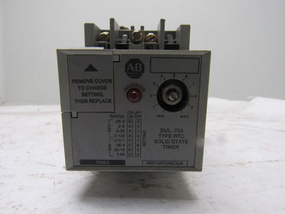 A-B Allen Bradley 700-RTC00100U24 Ser. A Solid State Adjustable Timing Relay