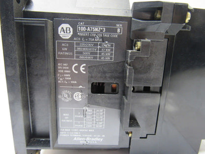 A-B Allen Bradley 100-A75NZ*3 Series B Contactor Starter 24VDC Coil