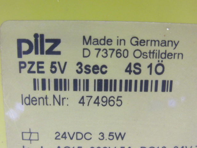 PILZ PZE 5V 3SEC 4S/1O Safety Relay 474965 24VDC 3.5W