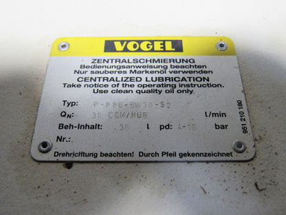 Vogel P-886-BW30-S2 Centralized Lubrication Oiling System