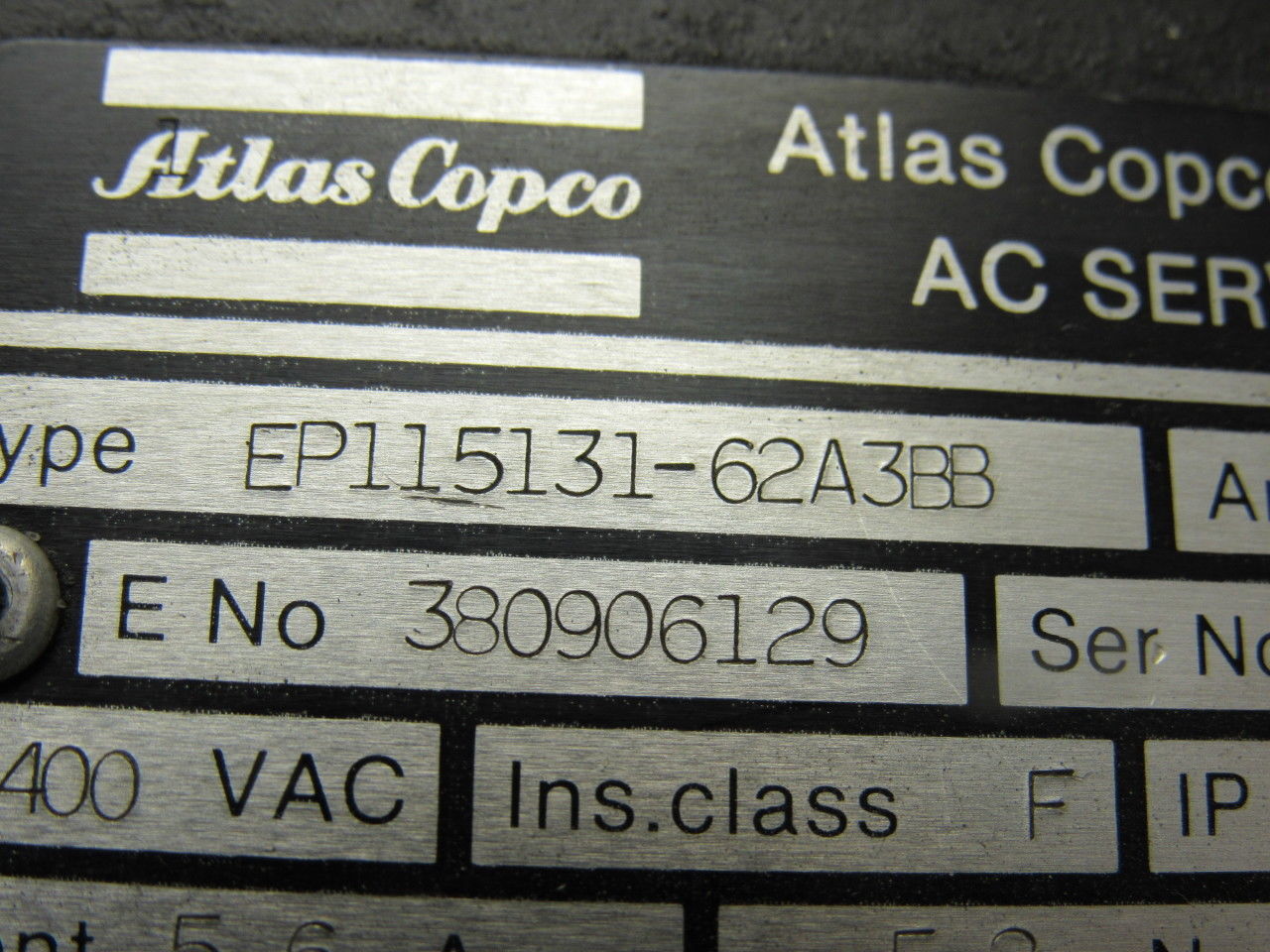 Atlas Copo EP115131-62A3BB Permanent Magnet Servo Motor 3000RPM 400V